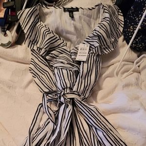 INC white sleeveless tie waste wrap dress